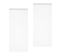 Relaxdays Rideau de Fil, Lot de 2, Peut être Raccourci, Passage pour Tringle, 90 x 245 cm, Diff. Tailles, Blanc