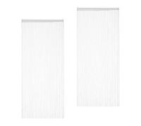 Relaxdays Rideau passe-tringle de fils - Lot de 2, 90 x 245 cm, lavable, blanc