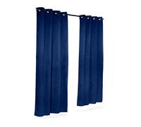 Relaxdays Rideaux occultants avec œillets lot de 2 couleur unie en polyester HxlxP: 245 x 135 x 0,5 cm, bleu foncé