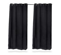 Relaxdays Rideaux occultants, Lot de 2, 245x135 cm, occultants & Opaques, Porte et fenêtre, œillets, Noirs