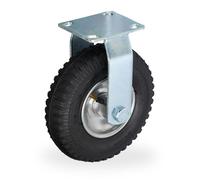Relaxdays Roue 2 50-4 charge 120 kg caoutchouc platine acier pneumatique pour charges lourdes noir/argent