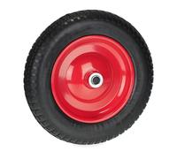 Relaxdays Roue de brouette 3.00-8, Pneu en Caoutchouc PU, Jante Acier, increvable, Charge maxinmale 80 kg, Noir/Rouge