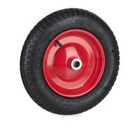 Relaxdays Roue de brouette 3.00-8, pneumatique, jante en acier, charge maximale : 100 kg, avec valve, noir et rouge