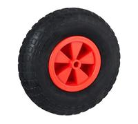 Relaxdays Roue de brouette 3.50-6, caoutchouc, jante en plastique, rechange pour chariot, jusqu’à 100 kg, noir - rouge