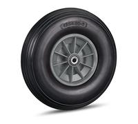 Relaxdays Roue de brouette 4.00-6, jante en caoutchouc solide et en plastique, 3 adaptateurs, max. 100 kg, en noir/gris
