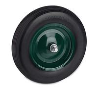 relaxdays Roue de brouette 4.80 4.00-8, Pneu en Caoutchouc Plein avec Jante Acier, Charge 120 kg, Noir/Vert