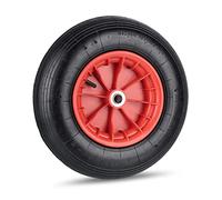 Relaxdays Roue de brouette 4.80/4.00-8, pneumatique, Jante en Acier, Charge maximale : 120 kg, avec Valve, Noir et Rouge
