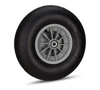 Relaxdays Roue de brouette Caoutchouc 200 kg, Roue de Rechange axe, Caoutchouc essieu 4.00-6, 3 adaptateurs, Noir-Gris, 32.5 x 32.5 x 9.5 cm