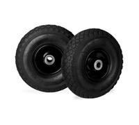 Relaxdays Roue de diable 3.00-4, lot de 2, pneumatique, jusqu'à 100 kg, 260×85 mm, roue de rechange, jante acier, noire