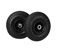Relaxdays Roue de diable Set de 2 roues de brouette, roue de rechange axe,3.00-4 , caoutchouc 260x85 mm 80 kg, noir