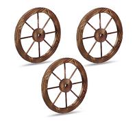Relaxdays Roue décorative en Lot de 3, Bois, Design Rustique/Western, pour Jardin, terrasse, véranda, Marron