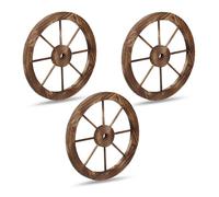 Relaxdays Roue décorative en lot de 3 bois design rustique/western pour jardin terrasse véranda marron