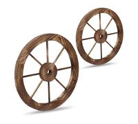 Relaxdays Roue décorative, lot pratique de 2, bois de sapin, design rustique, pour le jardin ou la terrasse, marron