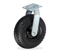 Relaxdays Roue pivotante 3.00-4 pneumatique, Charge Lourde, Plaque Acier, jusqu'à 120 kg, Choix de Couleur, 30x26x13.5 c