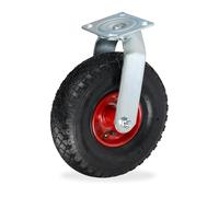 Relaxdays Roue pivotante 3.00-4, pneumatique, Caoutchouc, Plaque Acier, Charge Lourde jusqu'à 120 kg, Choix de Couleur