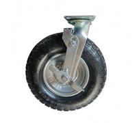 Relaxdays Roue pivotante pneumatique 3.00-4 avec Frein, Charge 120 kg, Plaque à Visser, Noir/Argent 39x30x36 cm