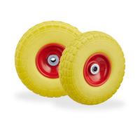Relaxdays Roue pour diable jaune-rouge en lot de 4