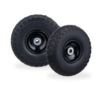 Relaxdays Roue pour diable noir en lot de 8
