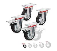 Relaxdays Roues charge lourde jeu de 4, pivotent à 360°, roulement à billes, 2 freins, grande capacité, 75 mm, 200kg