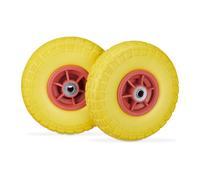 Relaxdays Roues de diable PU jaune-rouge lot de 4