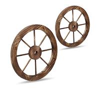 Relaxdays Roues décoratives en Bois, lot 2, décoration Jardin, terrasse, Roue Chariot Rustique, Style Far West, Marron