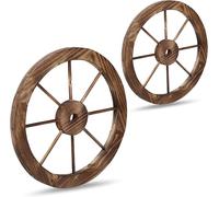Relaxdays Roues décoratives en Bois, lot 2, décoration Jardin, terrasse, Roue Chariot Rustique, Style Far West, Marron (Lot de 6)