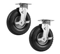Relaxdays Roues pivotantes freinées, lot de 2, 3.00-4, 120 kg, noir/argent | gonflables caoutchouc/acier, charges lourdes
