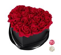 Relaxdays Boîte à roses en forme de cœur – 18 roses – noire – conservation 10 ans