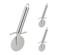 Relaxdays Roulette à Pizza Pro, Lot de 3, Lame tranchante, Acier INOX, Lavable au Lave-Vaisselle, Ø 6,5 cm, argentée