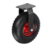 Relaxdays Roulette Fixe 120 kg, Pneu Caoutchouc, Plaque Acier, Roue Lourde 29x26x13.5 cm, Noir/Rouge