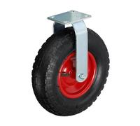 Relaxdays Roulette Fixe 3.50-6, Roue pneumatique, Caoutchouc, Plaque Acier, 120 kg, Transport Charges Lourdes