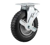Relaxdays Roulette pivotante avec frein, 2,50-4, 120 kg, noir/argent | pneumatique, caoutchouc, acier, charges lourdes