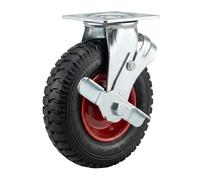 Relaxdays Roulette pivotante avec frein 2,50-4 120 kg pneu, noir/rouge | Air caoutchouc acier charges lourdes