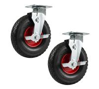 Relaxdays Roulettes pivotantes avec frein lot de 2 3.00-4, noir/rouge