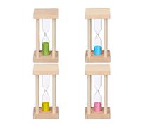 Relaxdays Sablier décoratif en lot, 4 durées d'écoulement, Enfant, pour brossage de Dents, HLP 9x4,5x4,5 cm, Multicolore