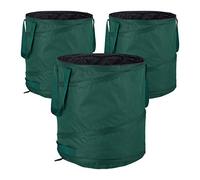 Relaxdays Sac de jardin Pop-Up, Sac de déchets, Lot de 3 feuilles mortes jardin 85 litres jardinage: ∅ 46 cm, vert