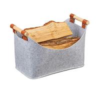 Relaxdays Sac en Feutre, Panier Rangement, Pliable, boîte avec Anse, HlP 27x40x22 cm, Gris Clair.