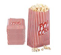 relaxdays Sachets pour Pop Corn, Jeu de 144, en Papier, Accessoires pour cinéma à Domicile, Sacs Retro, Rouge Blanc