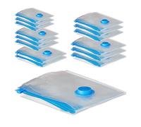 Relaxdays Sacs pour vêtements, Lot de 15, Pochettes sous Vide, 5 Tailles, Textiles & Linge de lit, sachets, Transparent