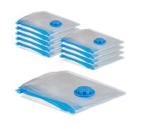 Relaxdays Sacs sous vide, lot de 10, housses de rangement pour voyage, vêtements & couvertures, à aspirer, transparent