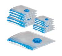 Relaxdays Sacs sous vide, lot de 12, housses de rangement, 4 tailles, vêtements & couvertures, à aspirer, transparent