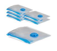 Relaxdays Sacs sous vide, lot de 6, housses de rangement XL, vêtements & couvertures, sachets à aspirer, transparent