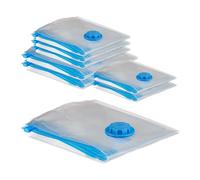 Relaxdays Sacs sous vide, lot de 8, housses de rangement, 3 tailles, vêtements & couvertures, à aspirer, transparent