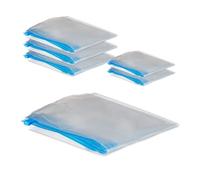 Relaxdays Sacs sous Vide pour vêtements, Lot de 6, Housses, 2 Tailles différentes, sachets de Voyage, Transparent