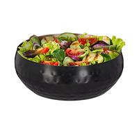 Relaxdays Saladier, Design martelé, Acier Inoxydable, diamètre 13 cm, Plat de Cuisine Arrondi, élégant, Noir/cuivre