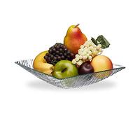 Relaxdays Saladier en Verre carré, Plat pour Vos salades ou Corbeille à Fruits, 1,4 L, HxLxP : 6x25x25 cm, Transparent