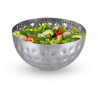 Relaxdays Saladier rond, design martelé, en acier inoxydable, pour snacks et salade, diamètre 25 cm, bol, argent
