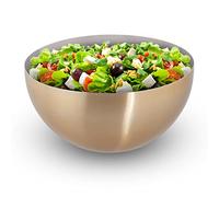 Relaxdays Saladier rond, design moderne, en acier inoxydable, pour snacks et salade, diamètre de 25 cm, or-argent
