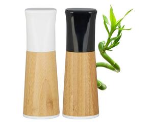 Relaxdays Salière & Poivrier Lot de 2 manuel bois