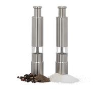 Relaxdays Salière, Poivrier, Lot de 2, manuel, Moulin à Sel, Poivre, Épices, inox Meule Céramique réglable, argenté